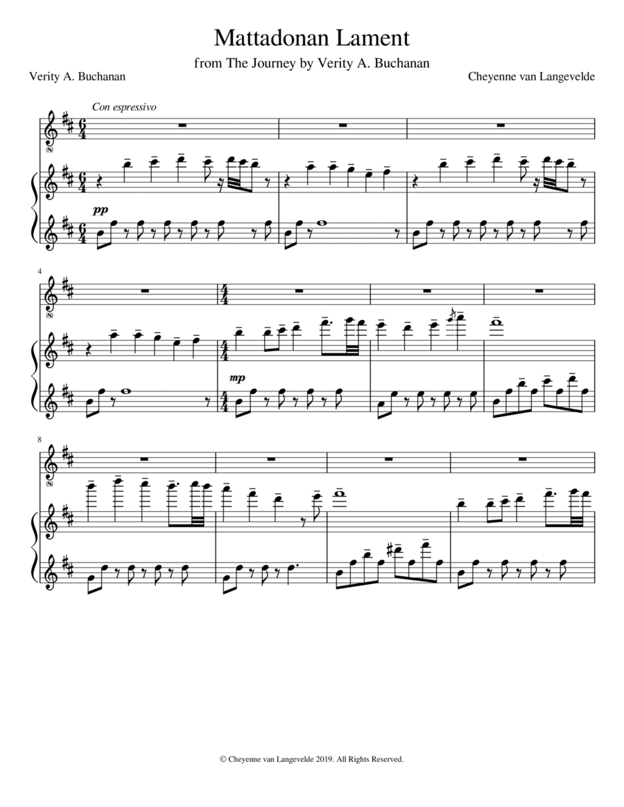 Mattadonan Lament Voice scores gallery preview page 1