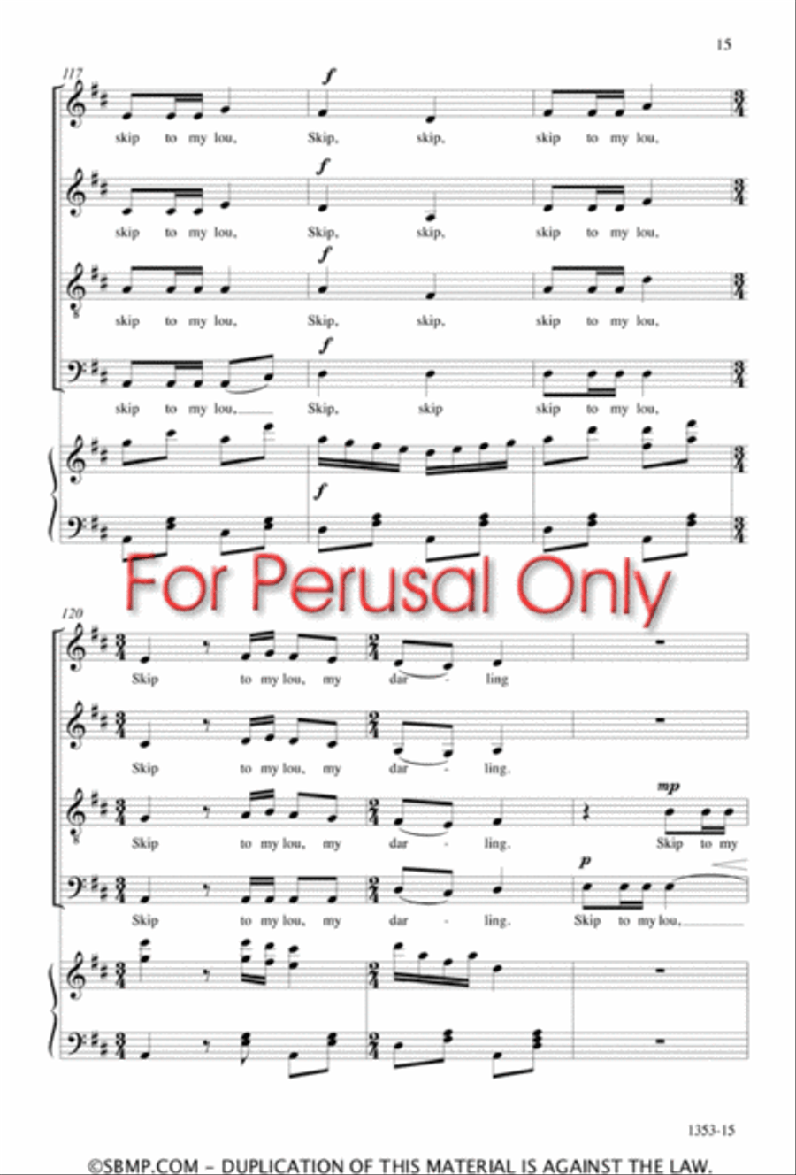 Skip to My Lou - SATB Octavo 4-Part scores gallery preview page 15