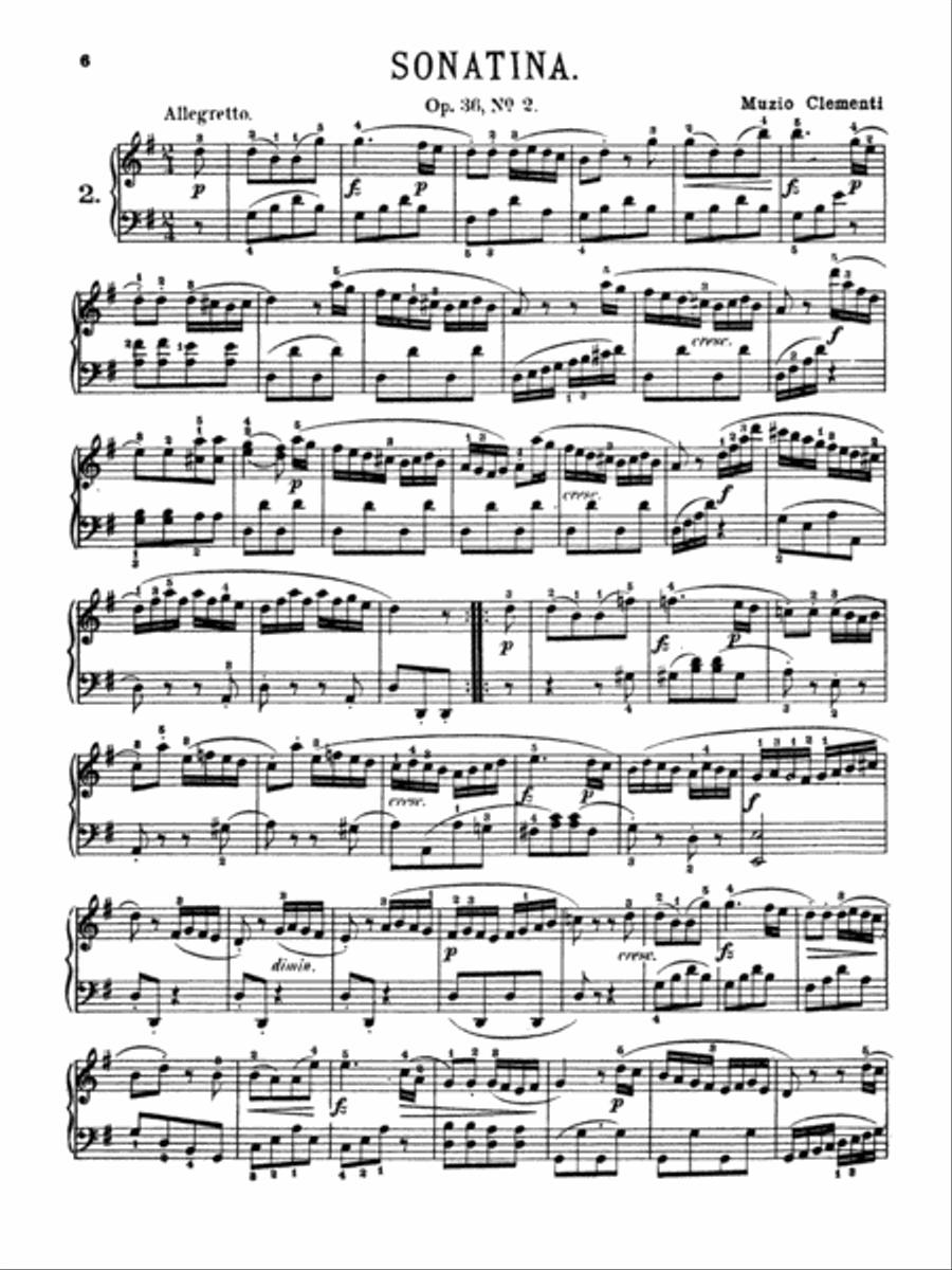 Clementi: Six Sonatinas, Op. 36, No. 2 Piano Solo scores gallery preview page 1