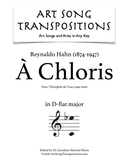 HAHN: À Chloris (transposed to D-flat major)