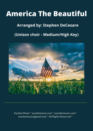 Book cover for America The Beautiful (Unison choir - Medium/High Key)