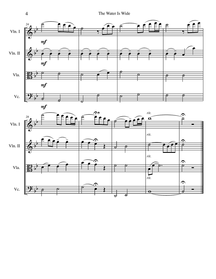 Water Is Wide (WALY WALY) String Quartet scores gallery preview page 4