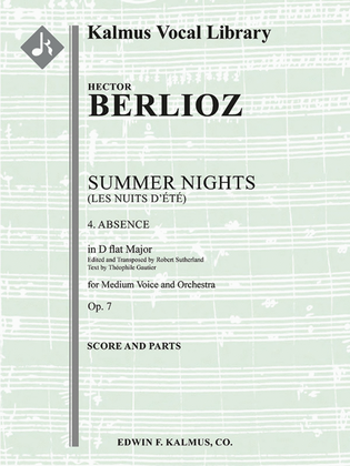 Summer Nights, Op. 7 (Les nuits d'ete) -- 4. Absence (transposed in Db)