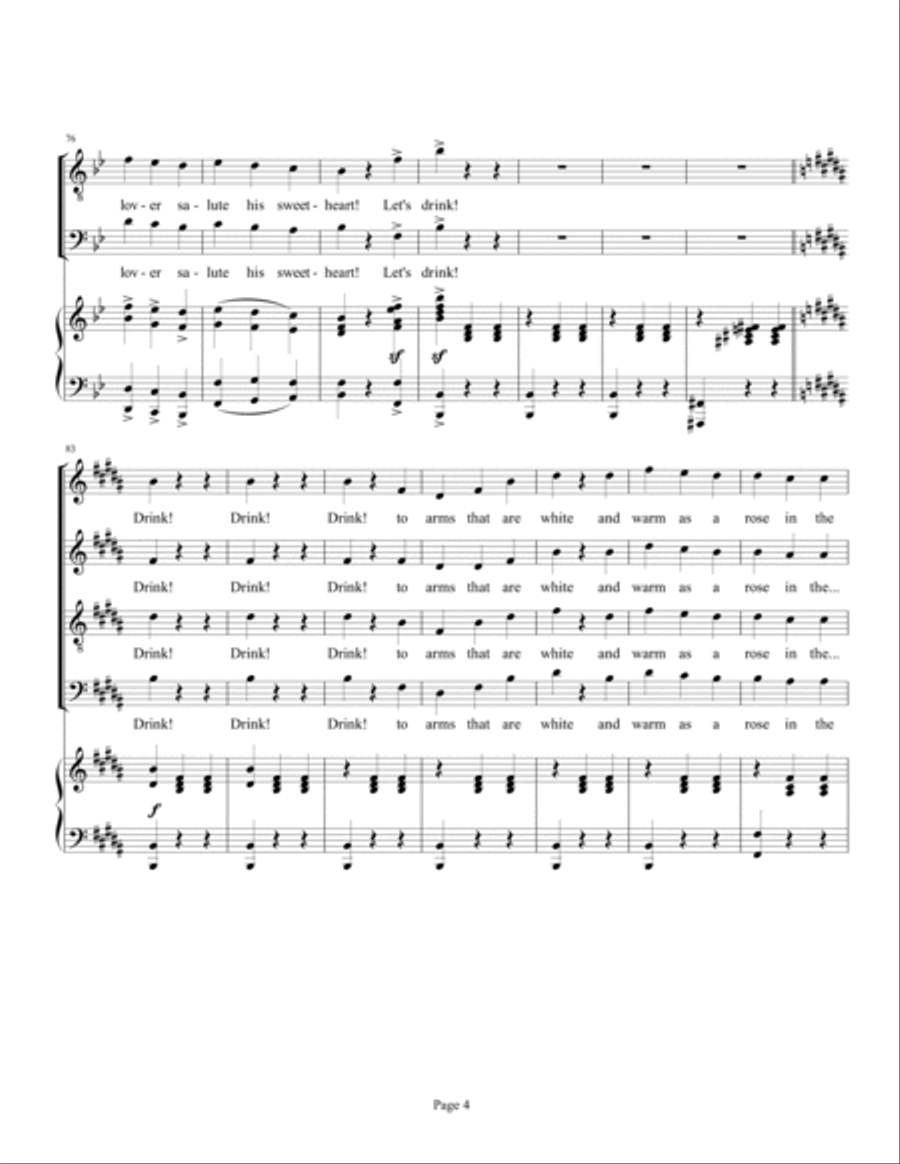 Drinking Song (Drink, Drink, Drink), The Student Prince 4-Part scores gallery preview page 4