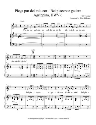 Book cover for Piega pur del mio cor - Bel piacere e godere from Agrippina (Handel) for soprano with accompaniment