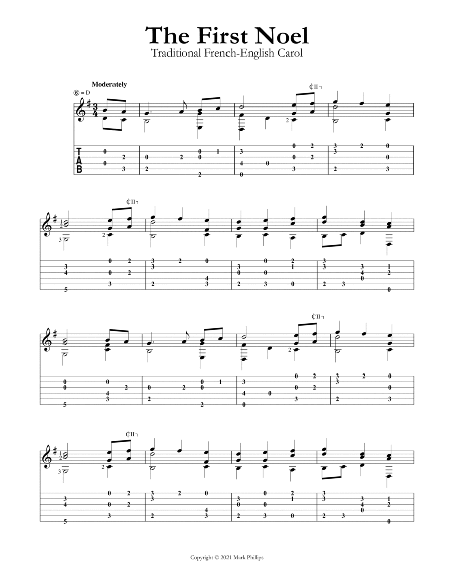 The First Noel The First Noel Guitar Tablature scores gallery preview page 1