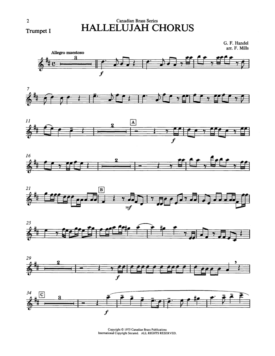 Hallelujah Chorus - Bb Trumpet 1 Brass Ensemble scores gallery preview page 1