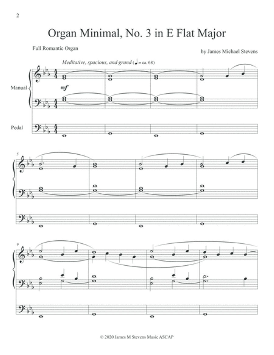 Organ Minimal, No. 3 in E Flat Organ Solo scores gallery preview page 2
