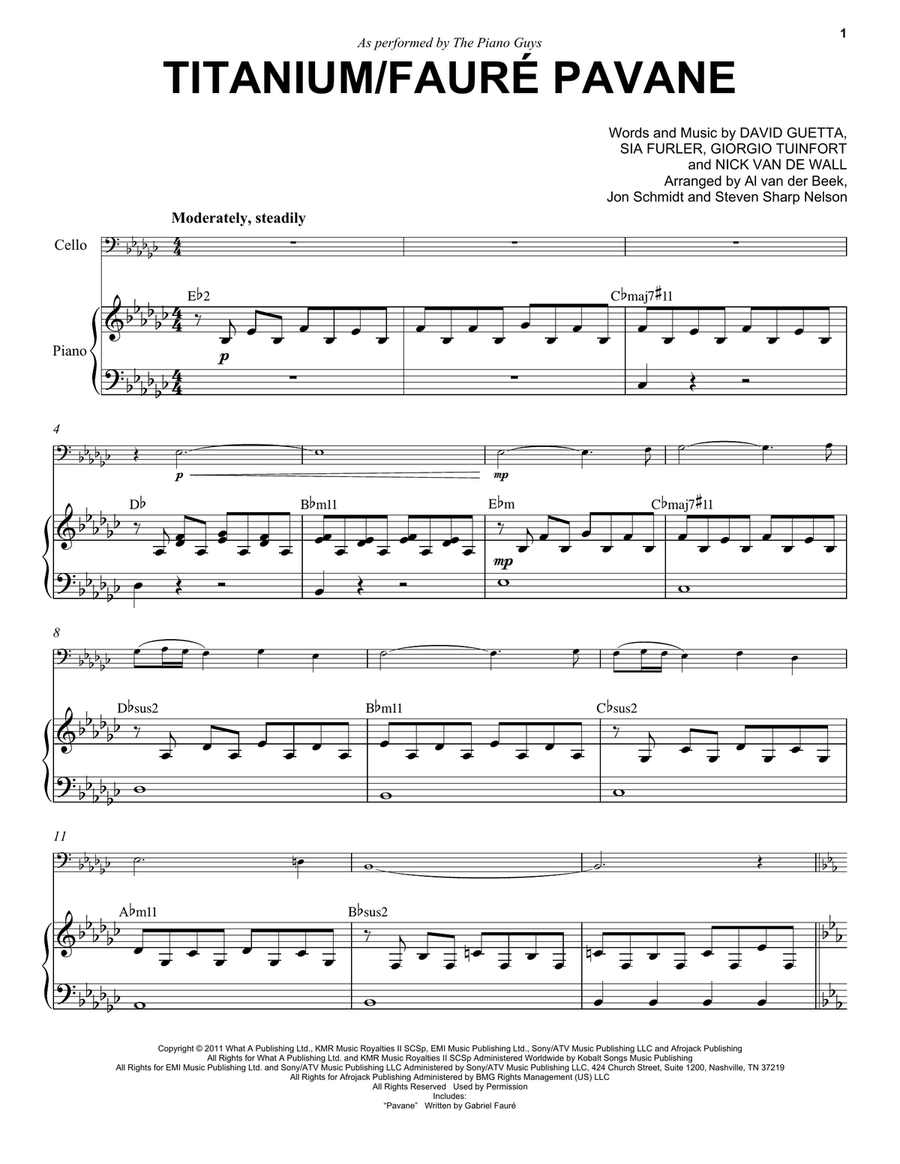 Titanium/Fauré Pavane Piano scores gallery preview page 1