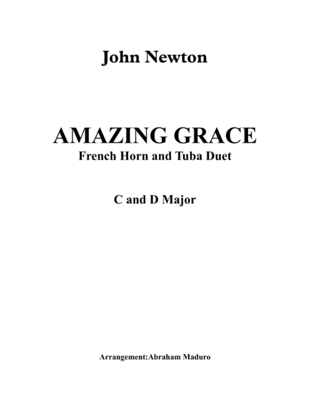 Amazing Grace French Horn and Tuba Duet-Two Tonalities Included image number null