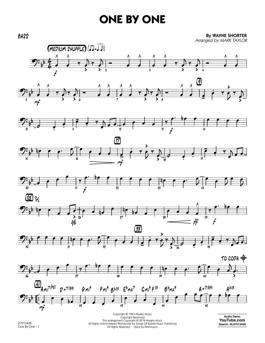 One by One (arr. Mark Taylor) - Bass Jazz Ensemble scores gallery preview page 1