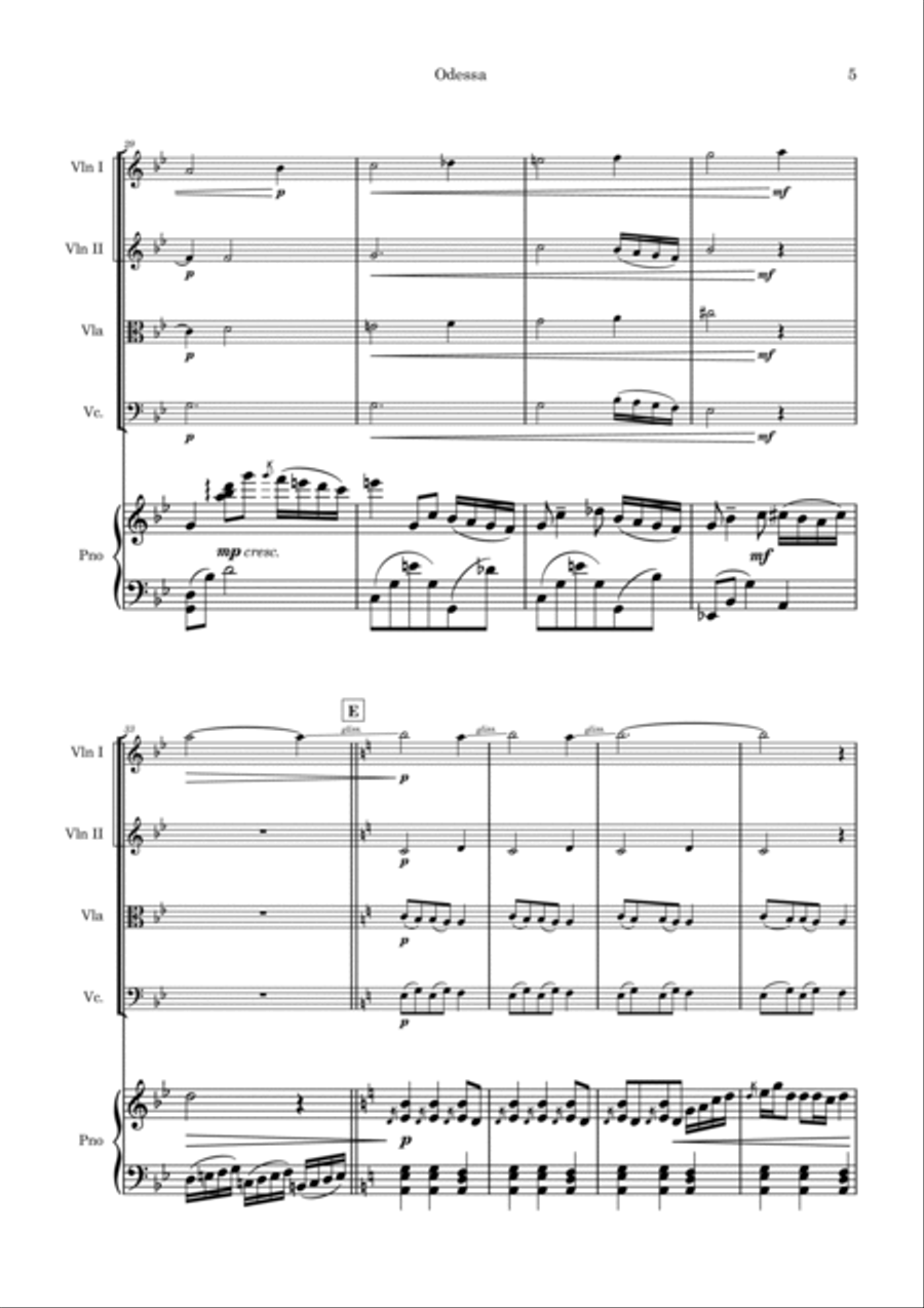 Odessa Odessa Piano Quintet scores gallery preview page 4