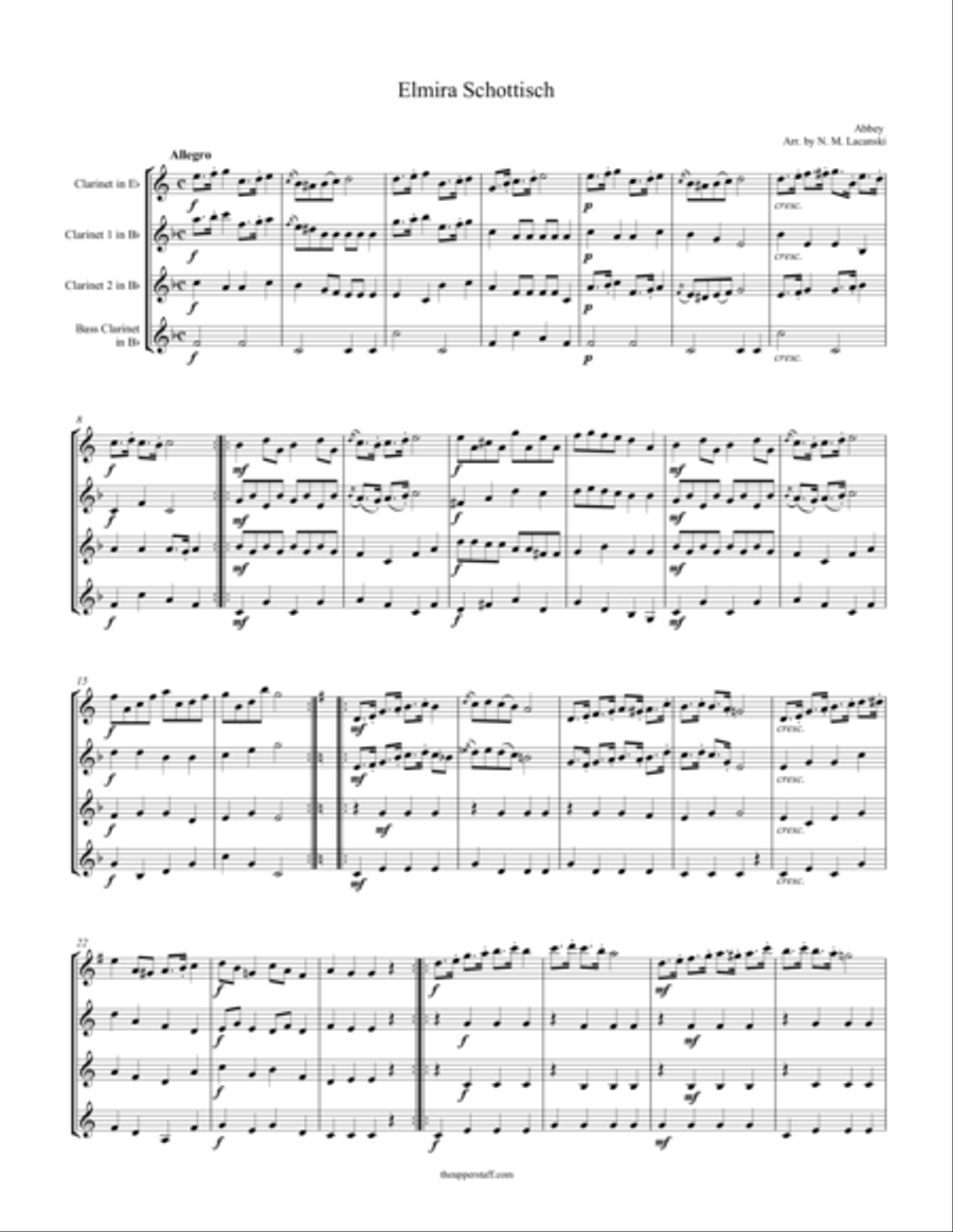 Elmira Schottisch by Nick Lacanski Woodwind Quartet - Digital Sheet Music