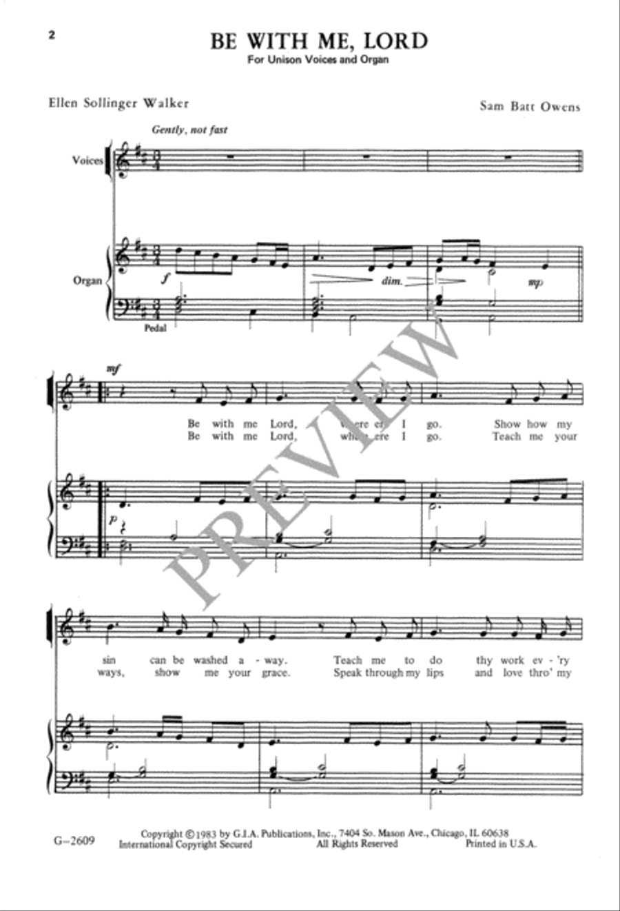 Be with Me, Lord Unison Choir scores gallery preview page 3