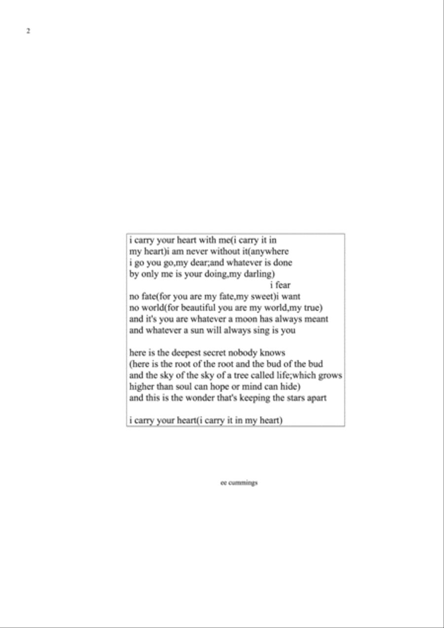 "i carry your heart" - for SATB, semichorus and organ image number null