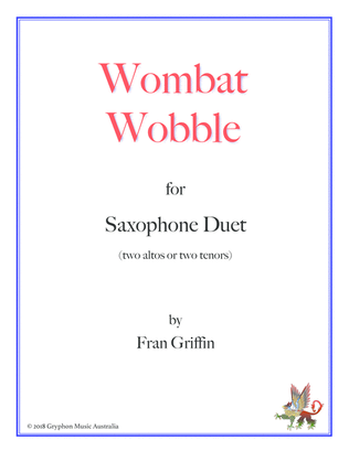 Book cover for Wombat Wobble for sax duet