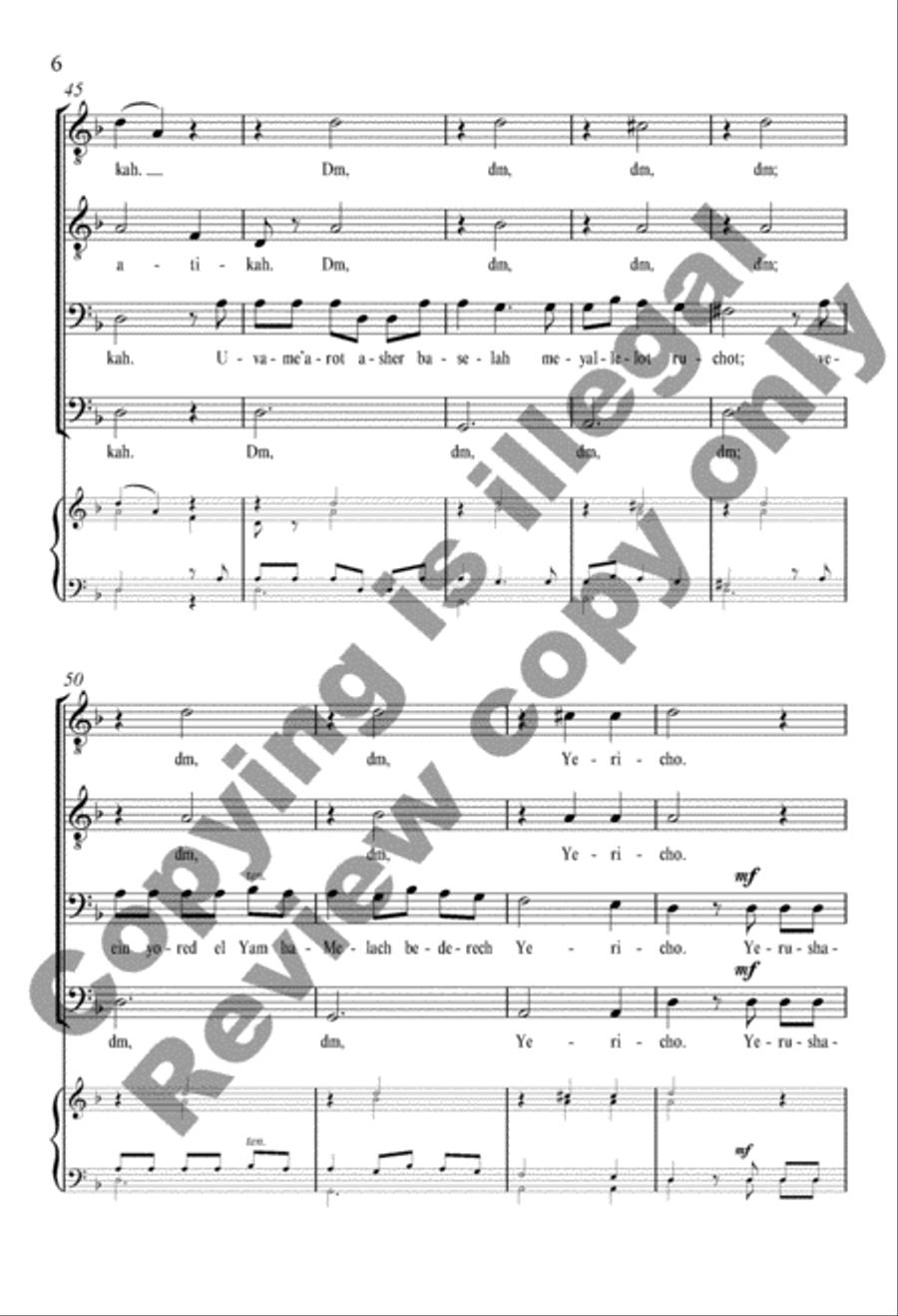Yerushalayim Shel Zahav: (Jerusalem of Gold) TTBB scores gallery preview page 21