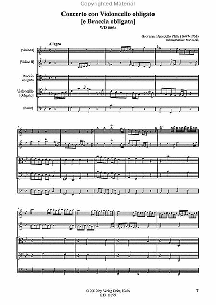Concerto con Violoncello obligato e Braccia obligata WD 666a (Rekonstruktion von Martin Jira)