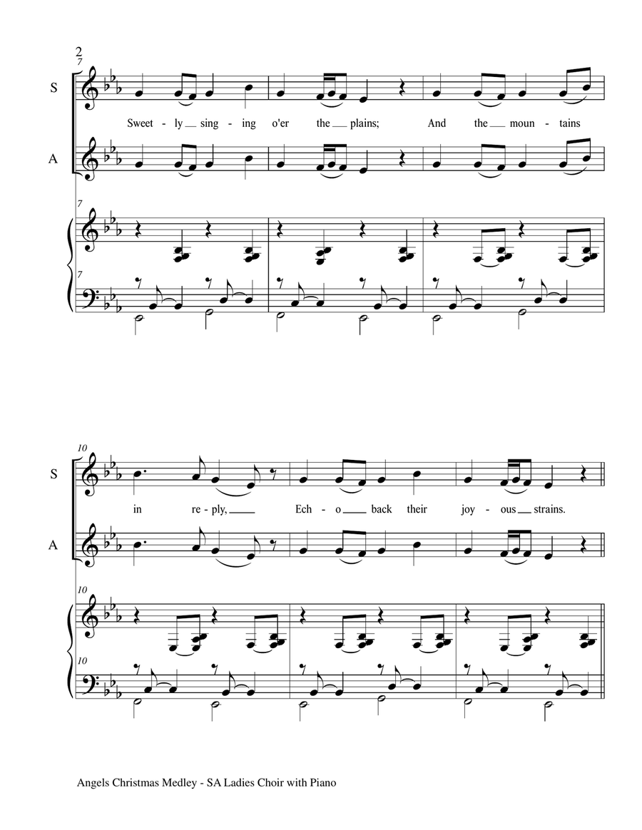ANGELS CHRISTMAS MEDLEY (for SA Ladies Choir with Piano) SA scores gallery preview page 3