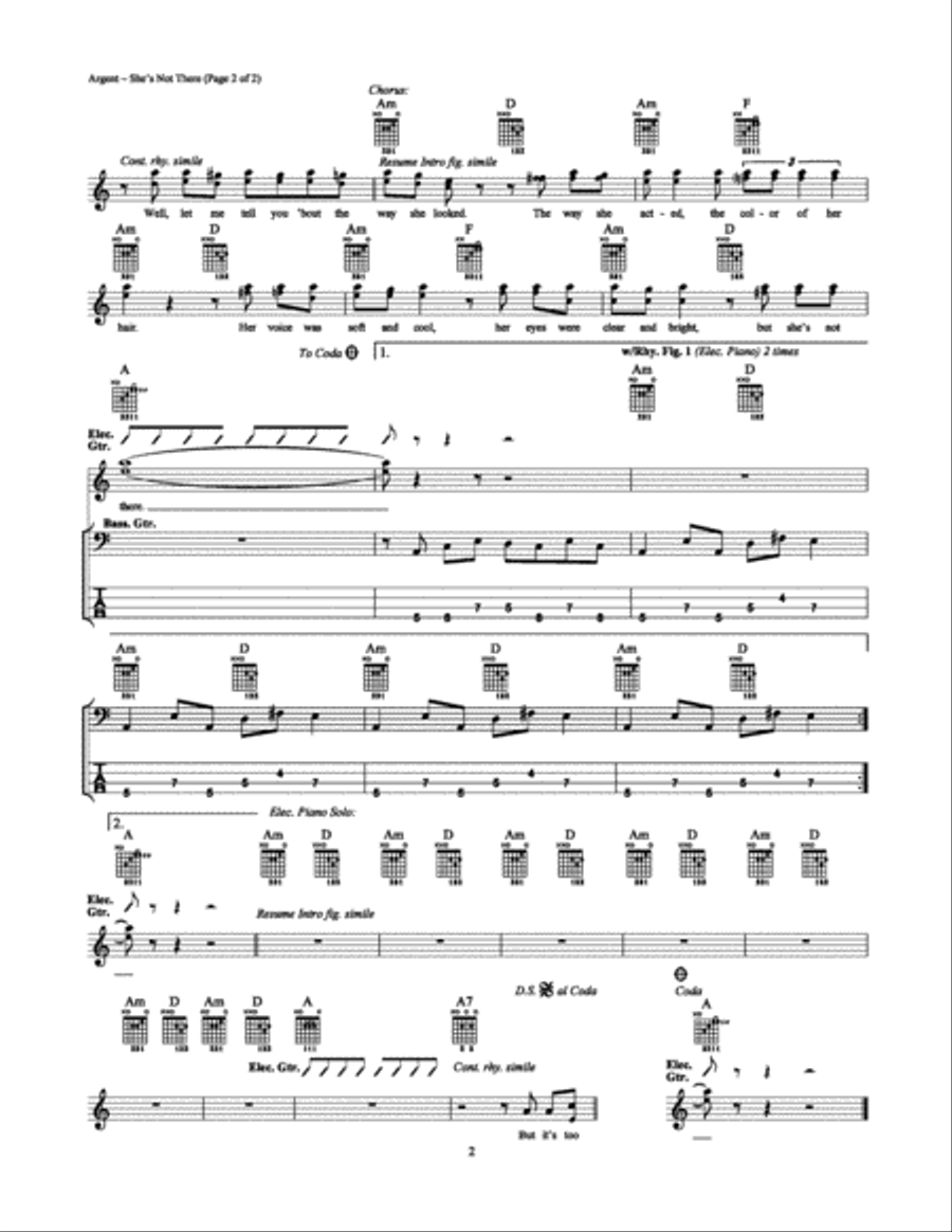 She's Not There Electric Guitar scores gallery preview page 2
