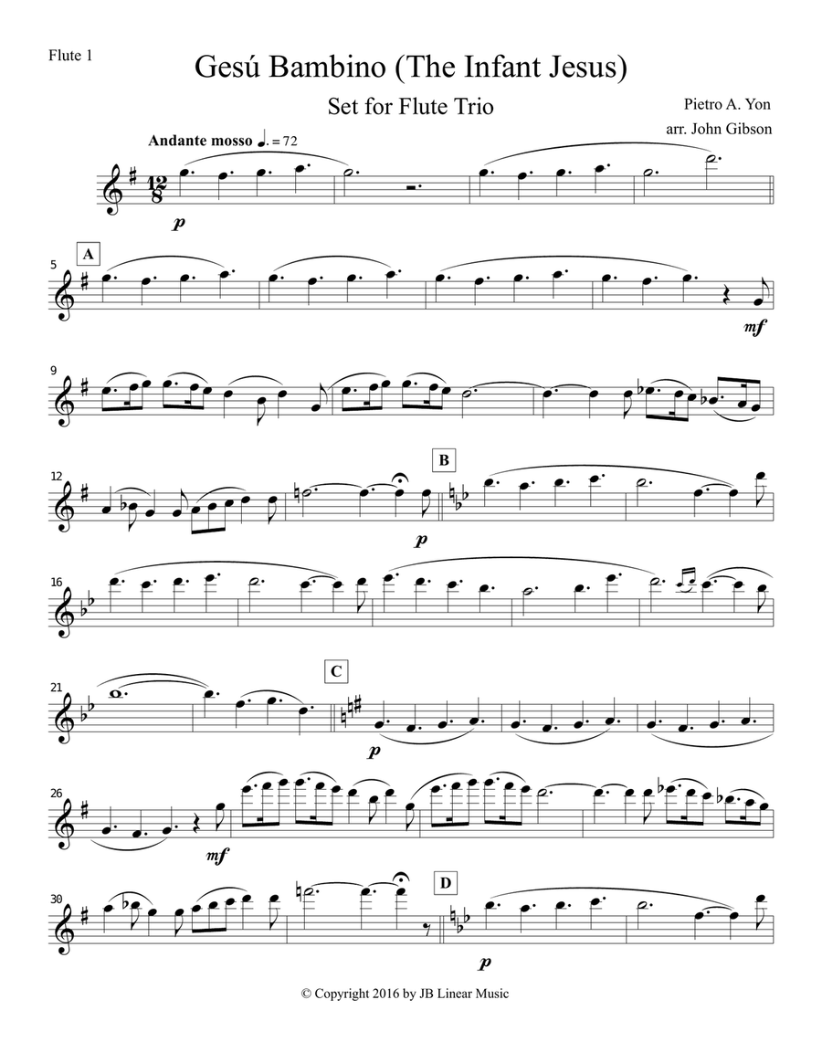 Gesu Bambino for Flute Trio Flute Trio scores gallery preview page 6