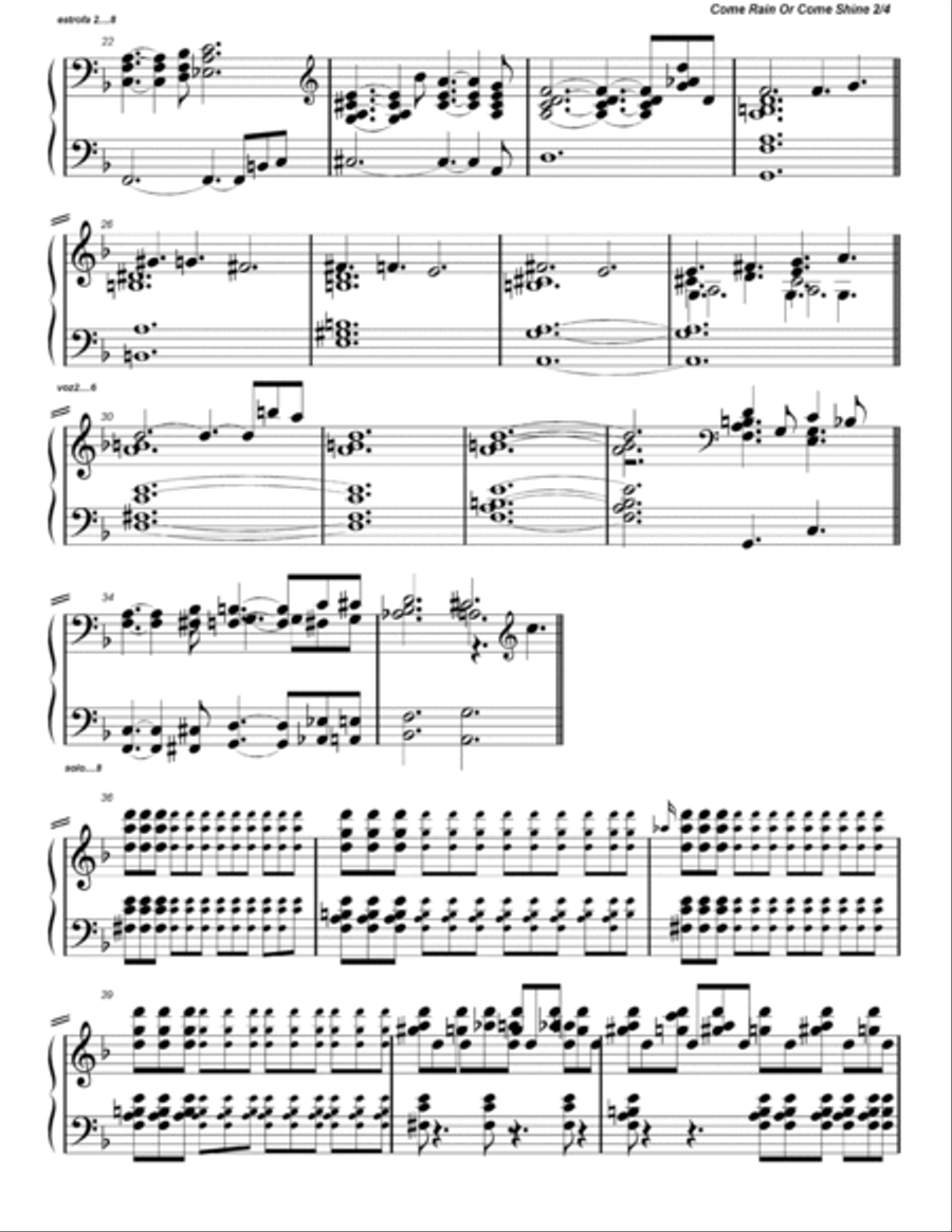 Come Rain Or Come Shine Piano Solo scores gallery preview page 2