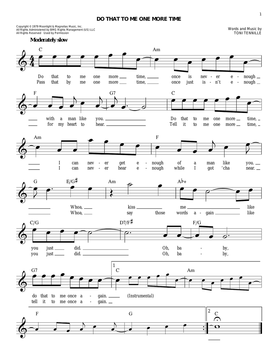 Do That To Me One More Time by Captain & Tennille Piano - Digital Sheet Music