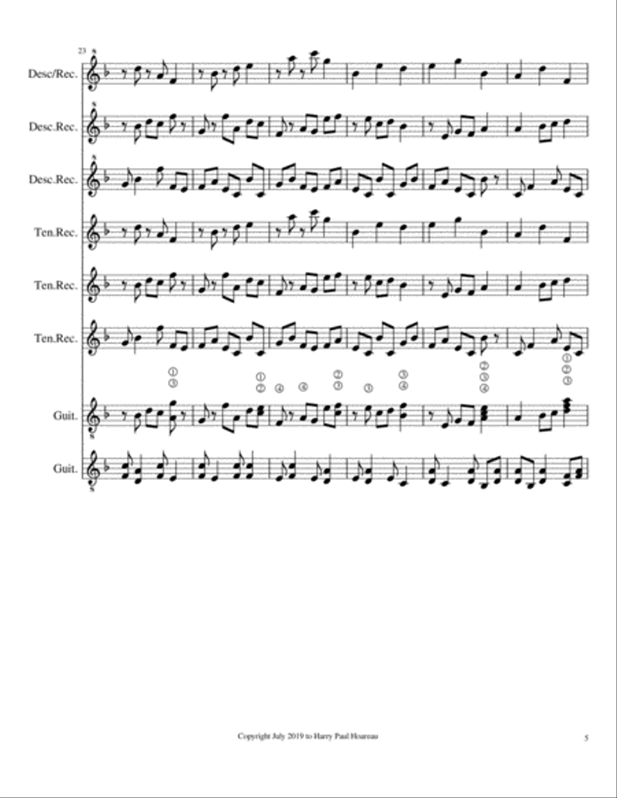 Presence 27ta Guitar and Recorder Octet Woodwind Ensemble scores gallery preview page 5