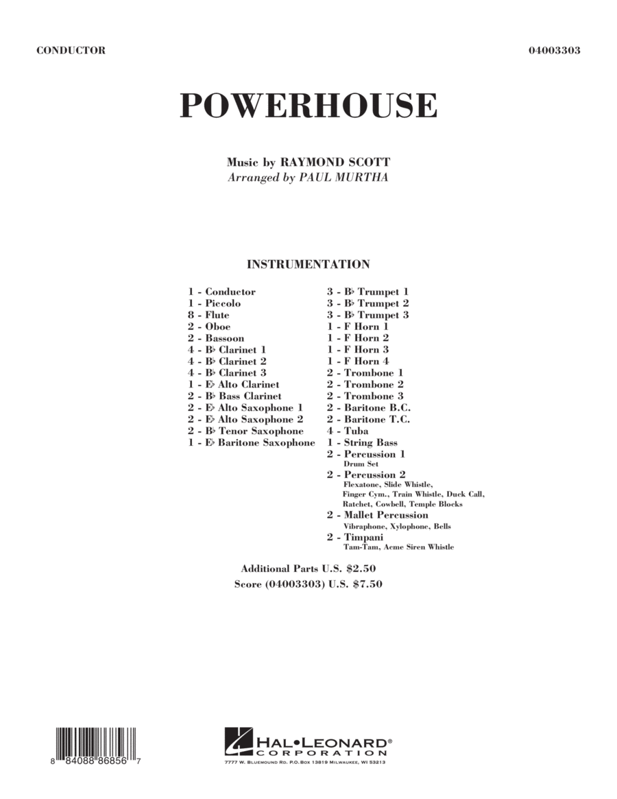 Powerhouse - Conductor Score (Full Score) Concert Band scores gallery preview page 1