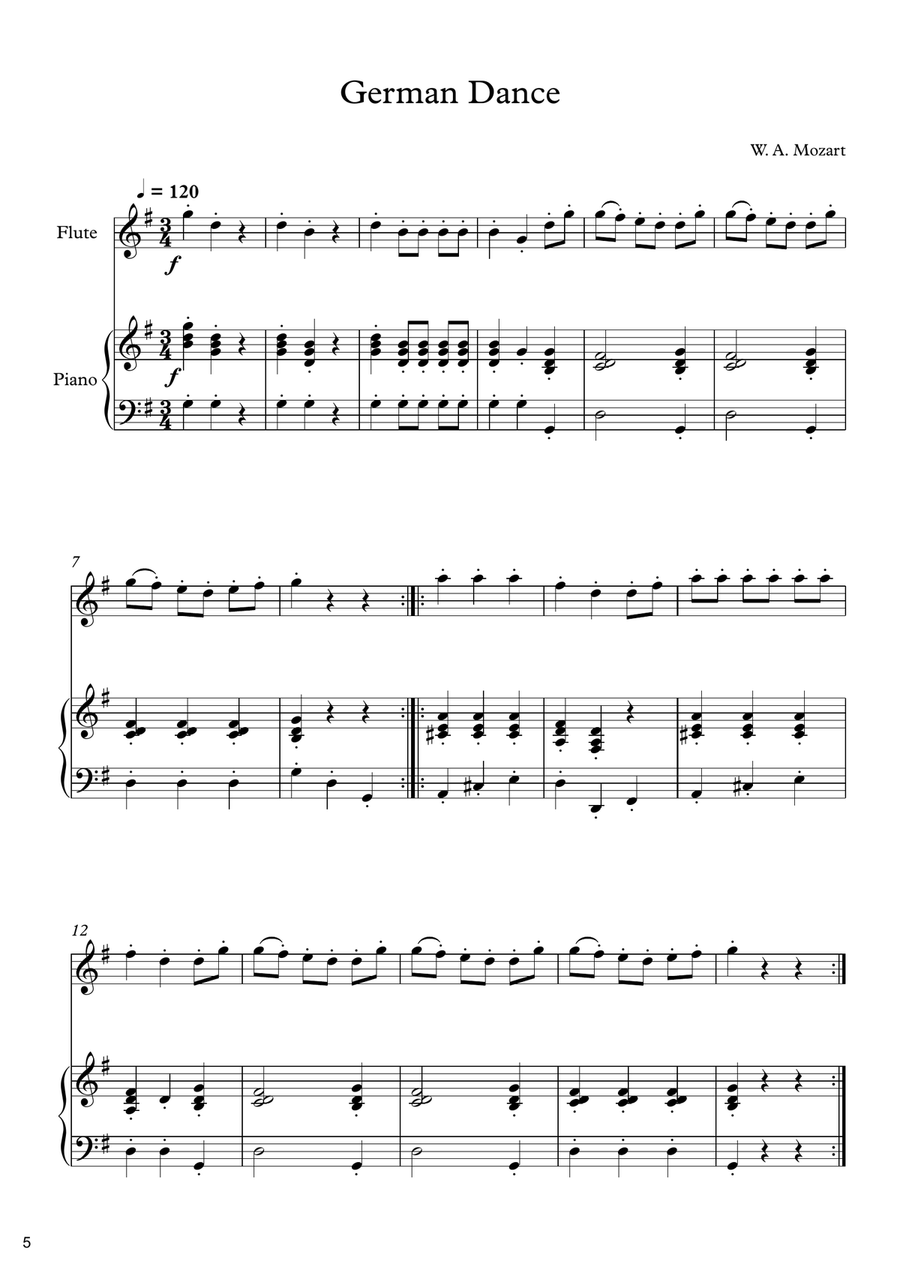 Mozart flute clearance pieces