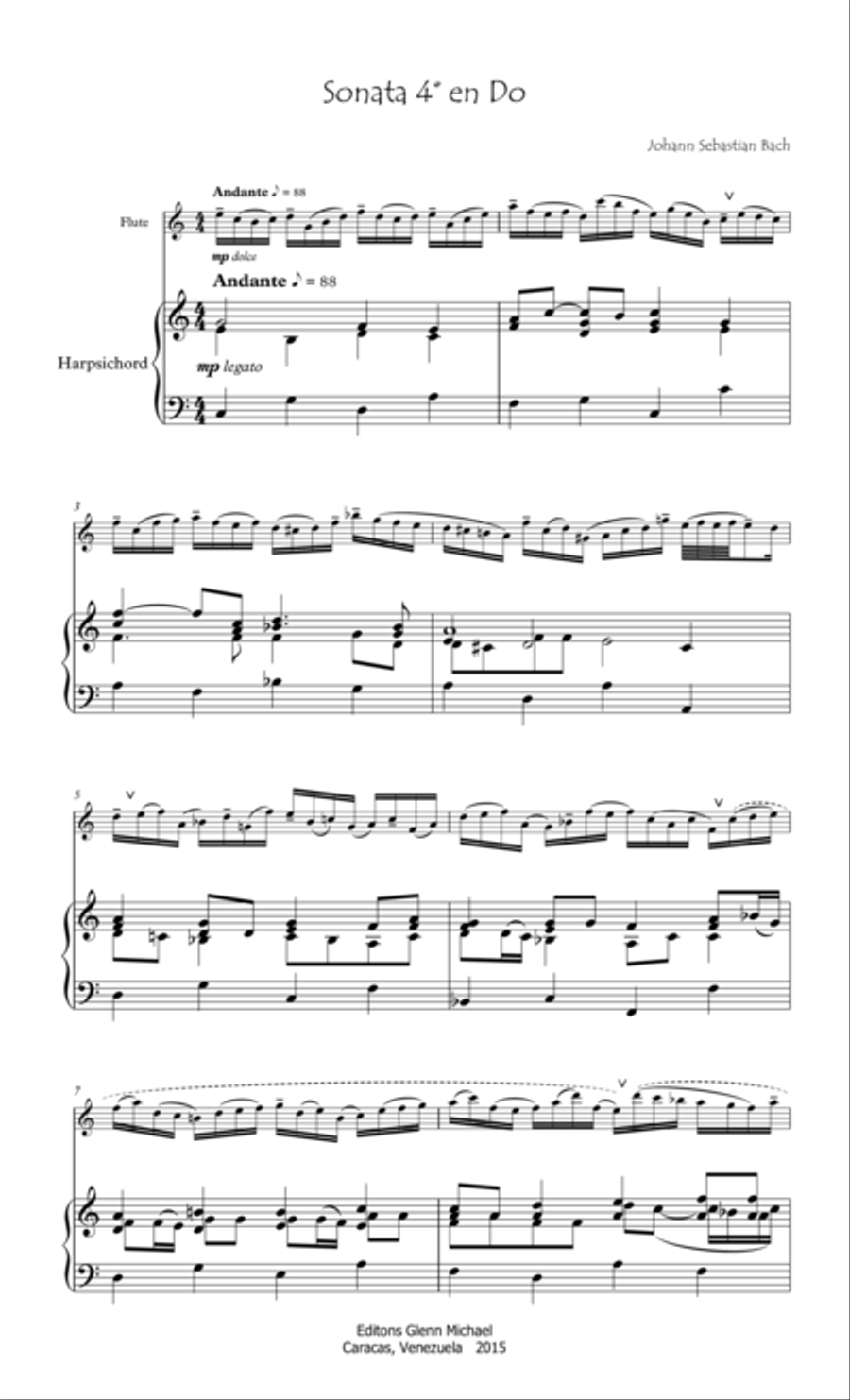 Bach Sonata 4 for flute in C Flute Solo scores gallery preview page 6
