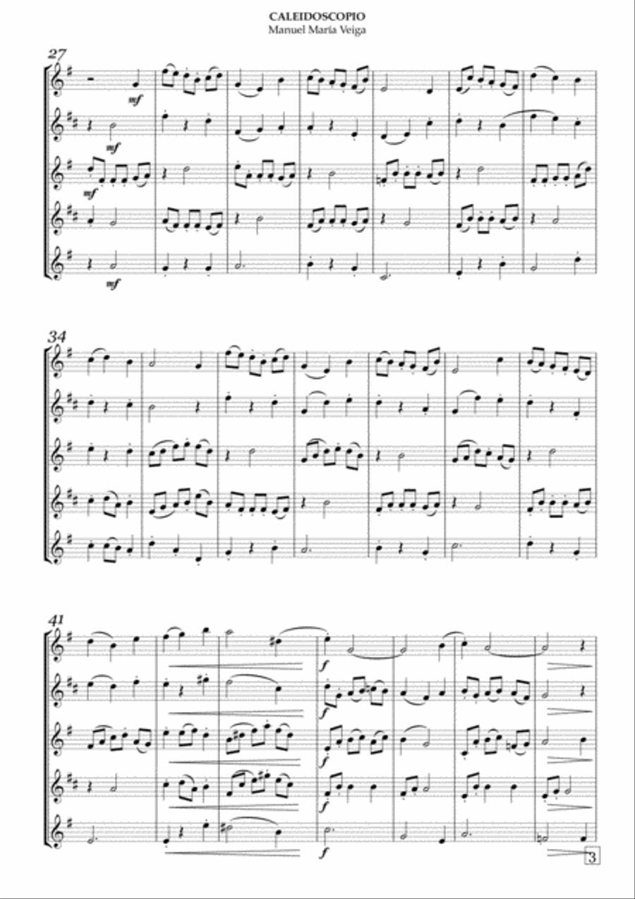 Caleidoscopio Saxophone Quintet scores gallery preview page 5
