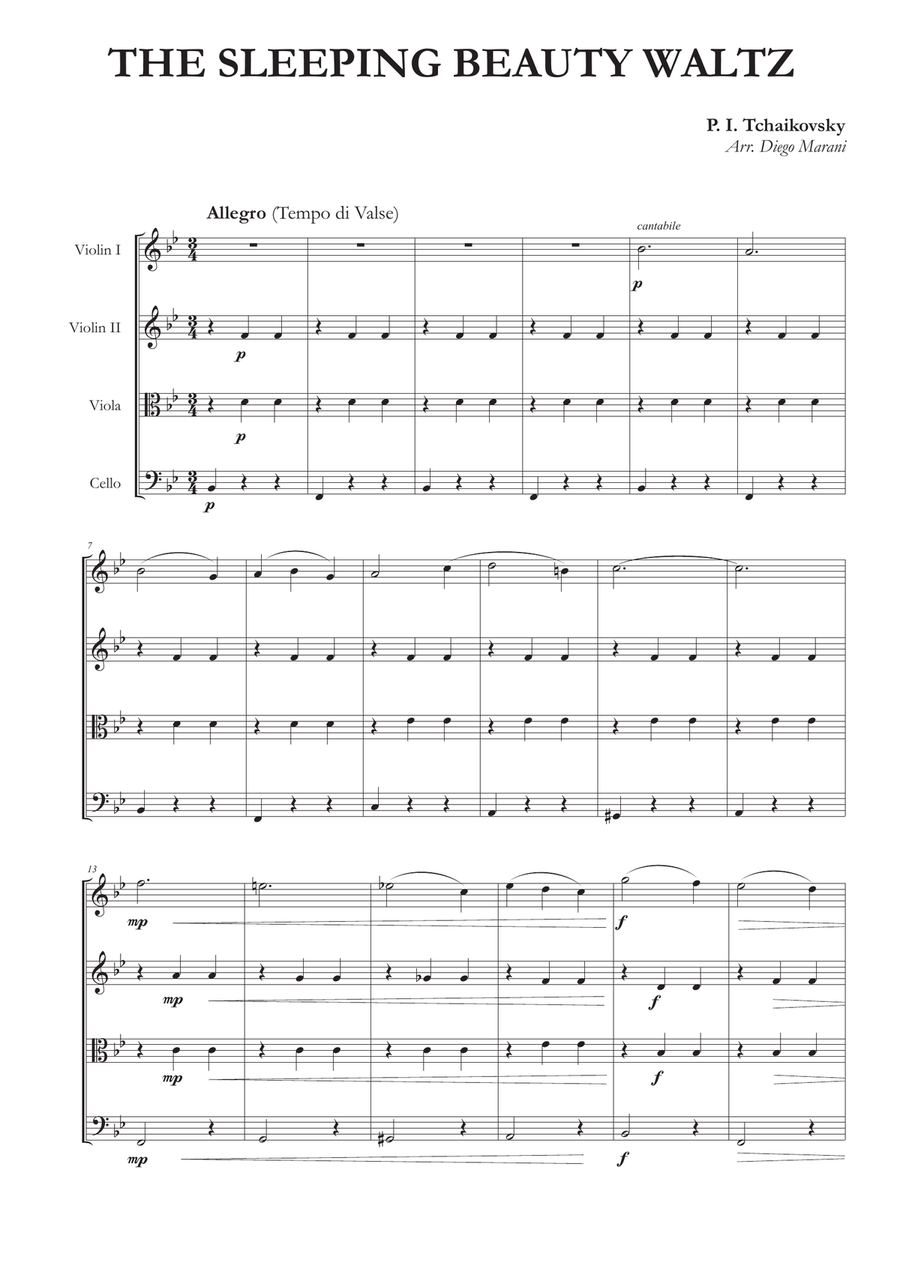 The Sleeping Beauty Waltz for String Quartet String Quartet scores gallery preview page 1