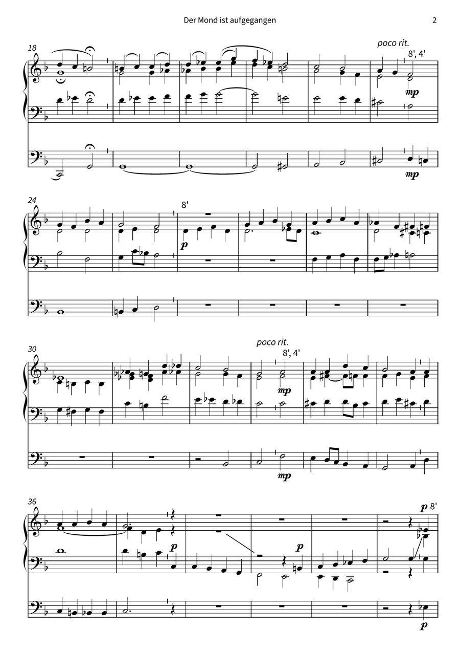 Der Mond ist aufgegangen by Johann Abraham Peter Schulz Organ - Digital Sheet Music page 4