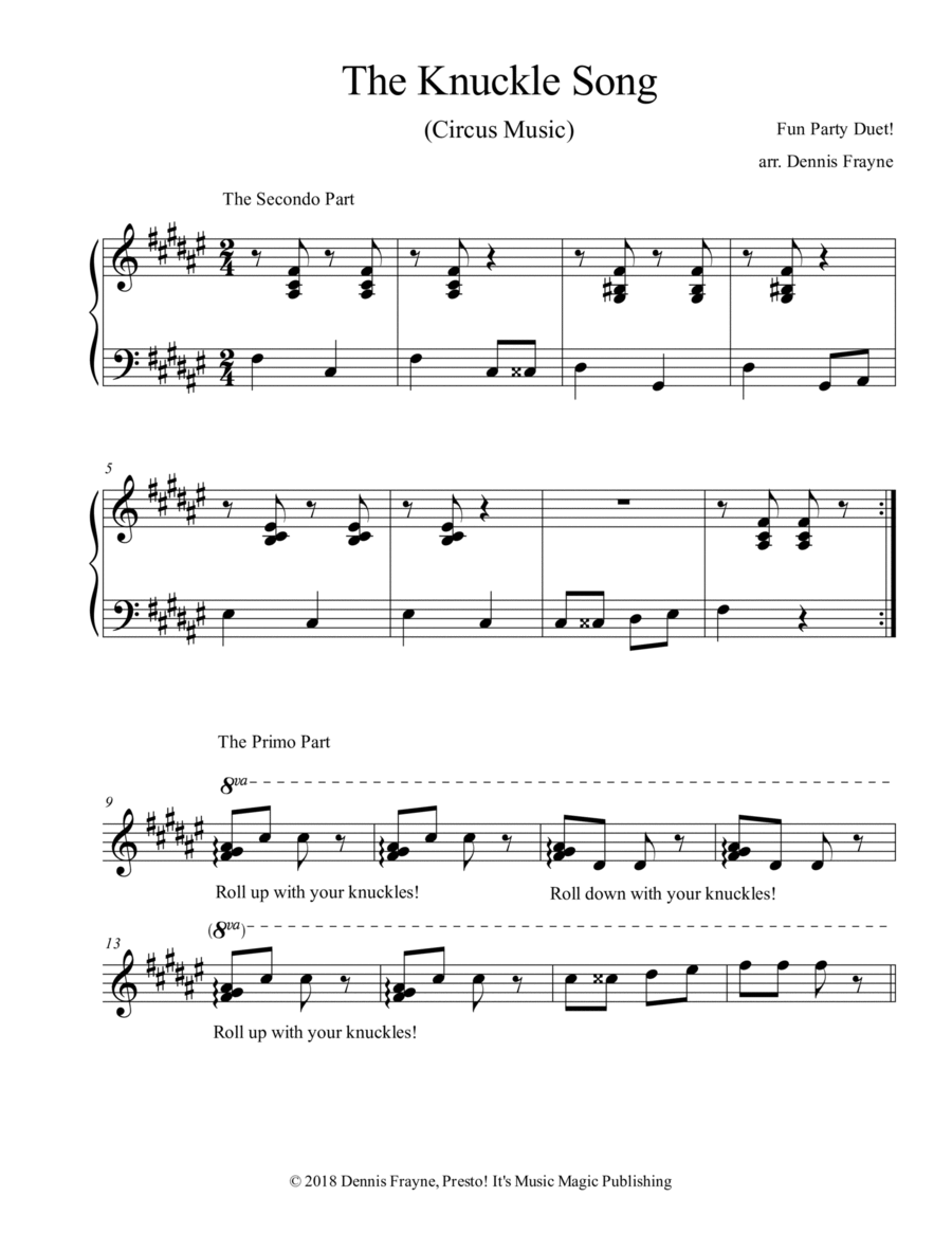 The Knuckle Song (Circus Music) Duet Easy Piano scores gallery preview page 1