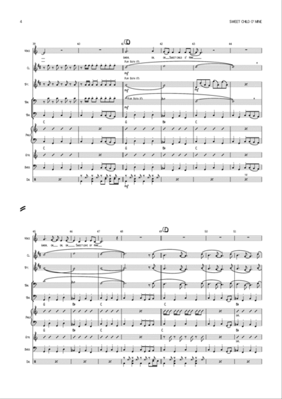 Sweet Child O' Mine Clarinet scores gallery preview page 4
