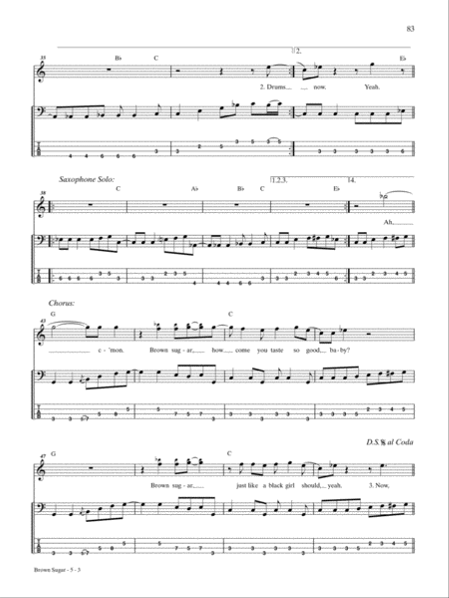 Brown Sugar Brown Sugar Bass Guitar Tablature scores gallery preview page 3