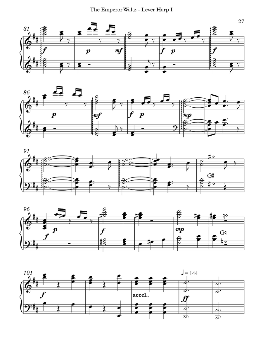 The Emperor Waltz, Lever Harp I Celtic Harp scores gallery preview page 5