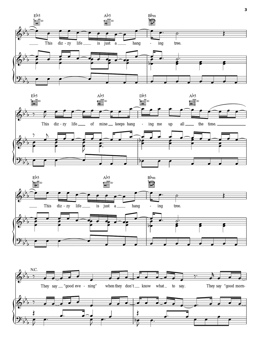 Hanging Tree Piano, Vocal, Guitar scores gallery preview page 3
