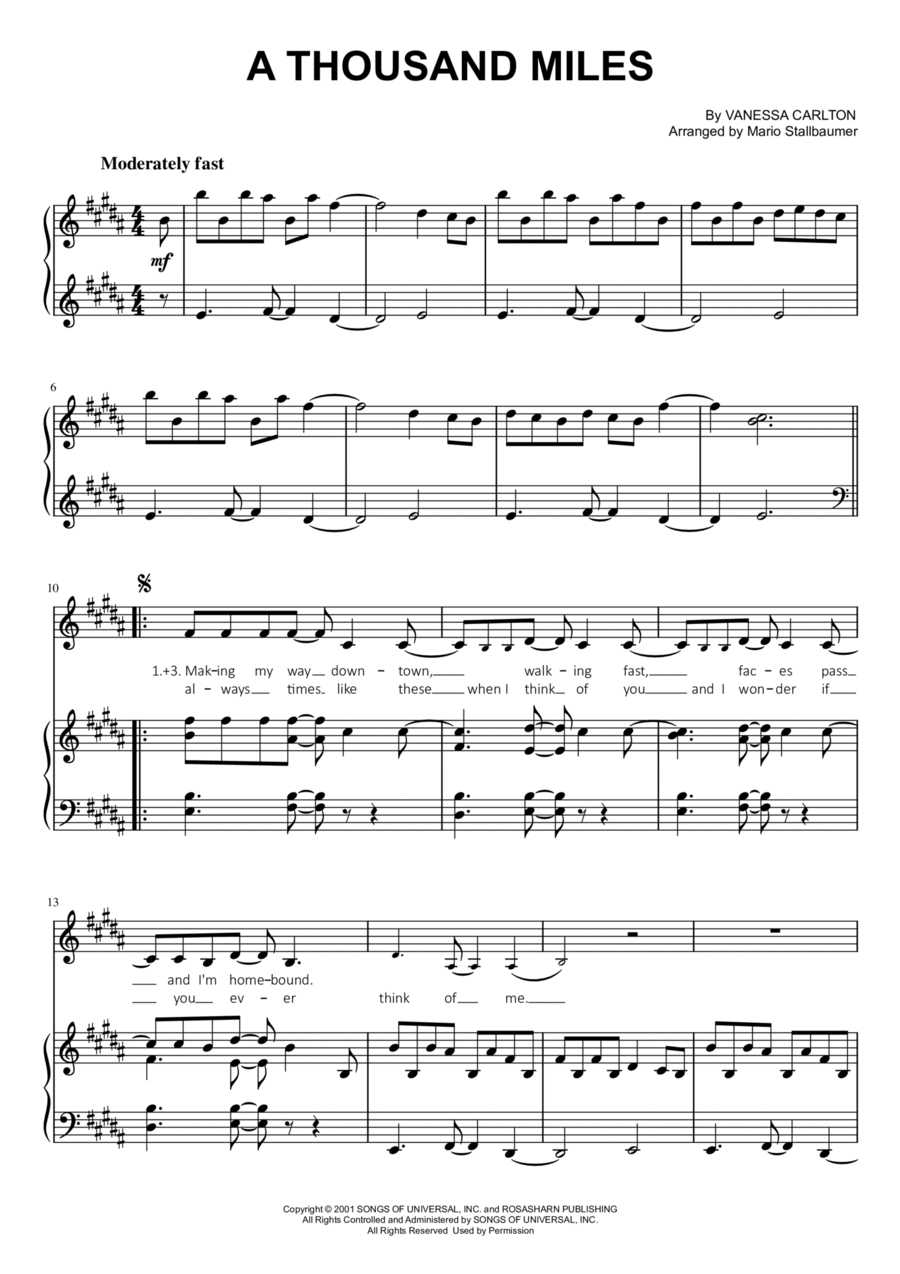 A Thousand Miles Voice scores gallery preview page 1