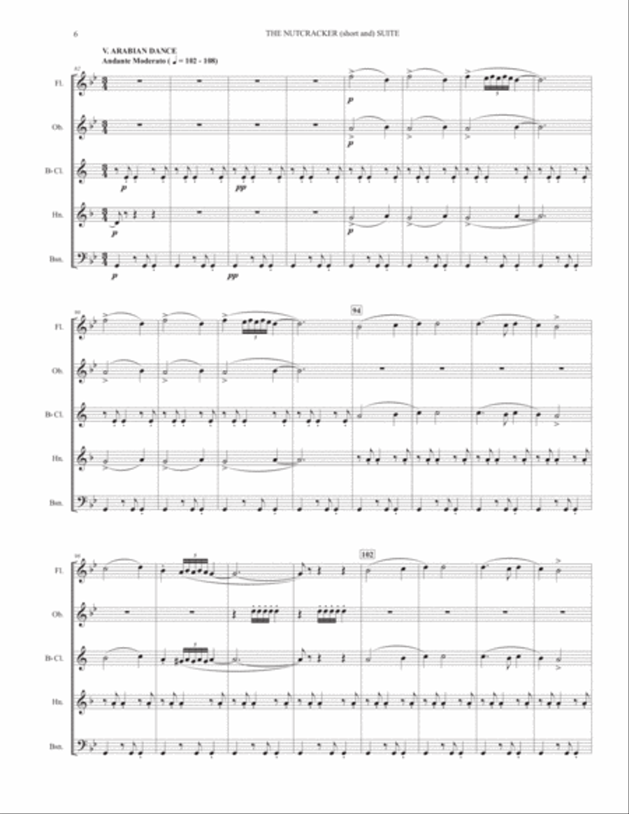 THE NUTCRACKER (short and) SUITE - for woodwind quintet Woodwind Quintet scores gallery preview page 6