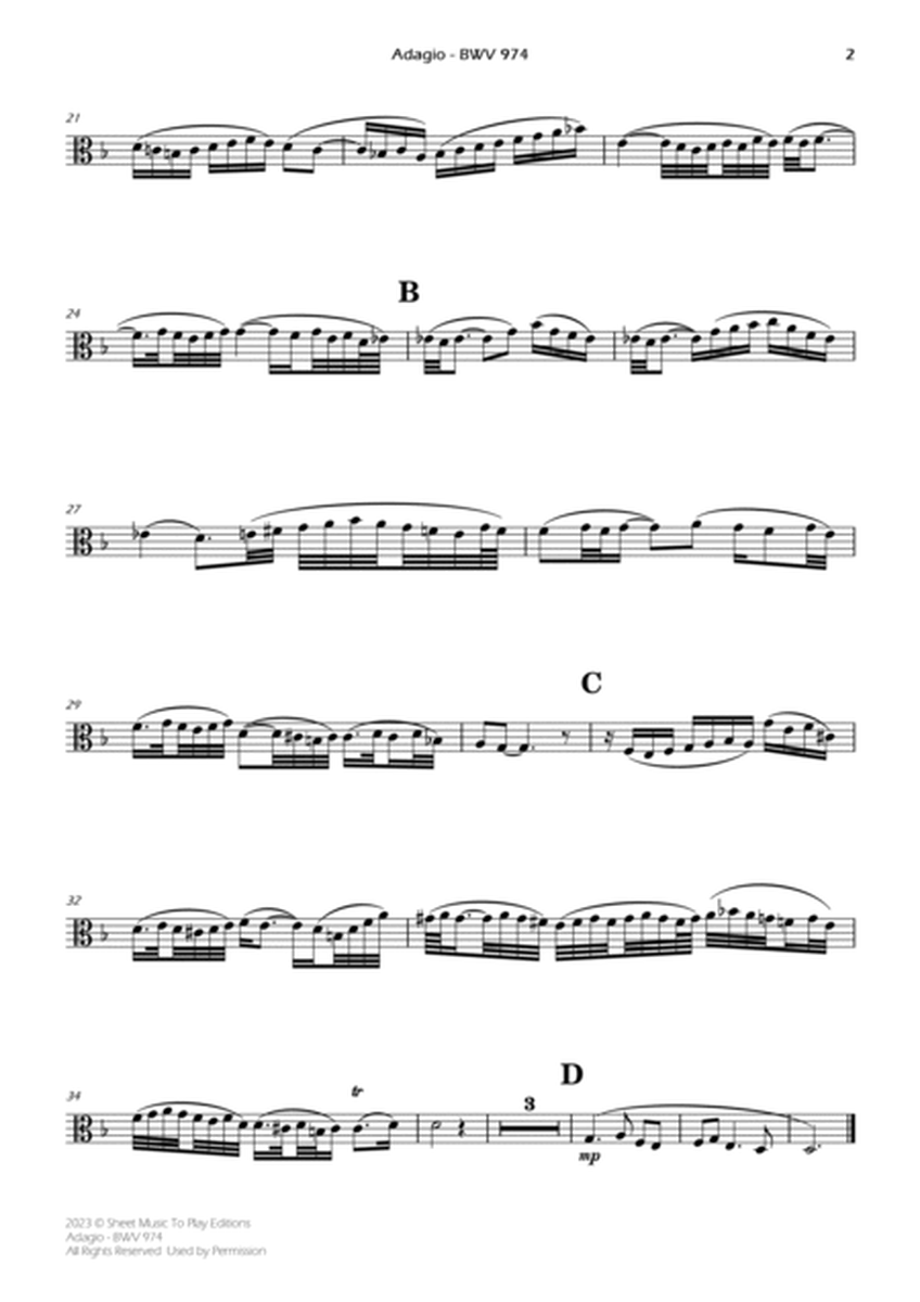 Adagio (BWV 974) - Viola and Piano (Individual Parts) image number null