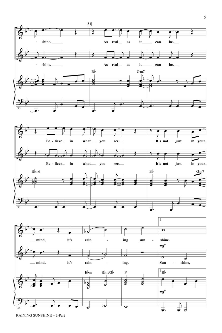 Raining Sunshine (from Cloudy With A Chance Of Meatballs) 2-Part scores gallery preview page 4
