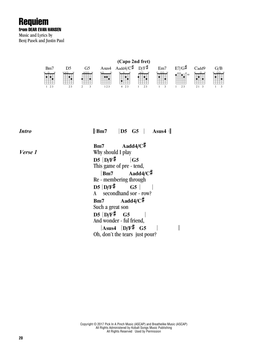 Requiem (from Dear Evan Hansen) Guitar scores gallery preview page 1