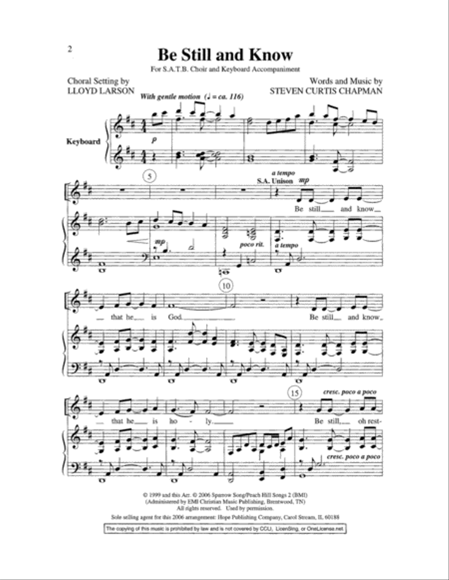 Be Still and Know 4-Part scores gallery preview page 2