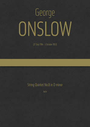 Book cover for Onslow - String Quintet No.8 in D minor, Op.24