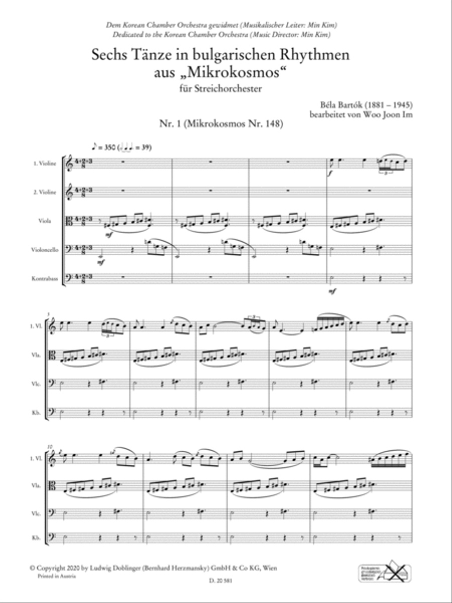 Sechs Tanze in bulgarischen Rhythmen aus Mikrokosmos Orchestra scores gallery preview page 2