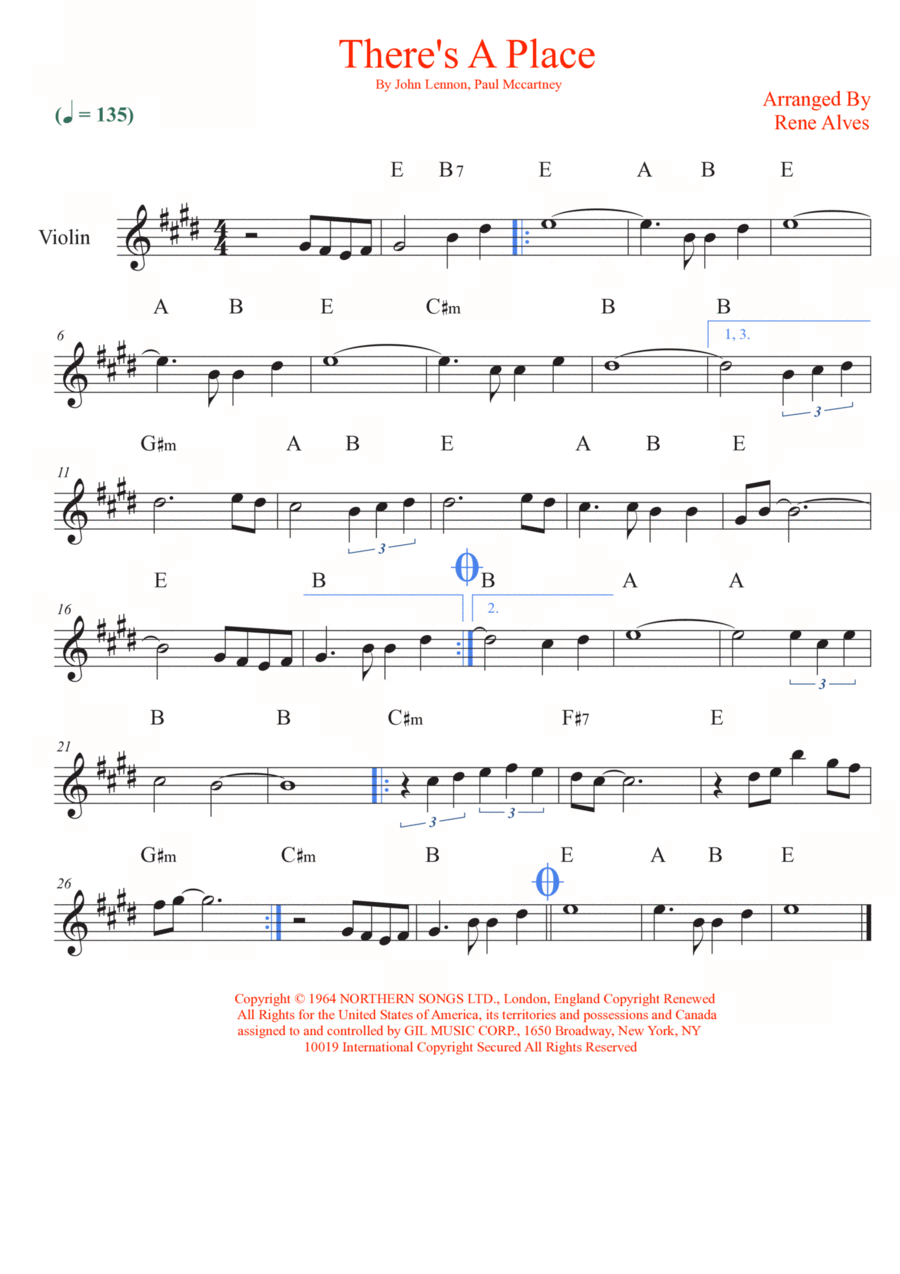There's A Place Violin Solo scores gallery preview page 1