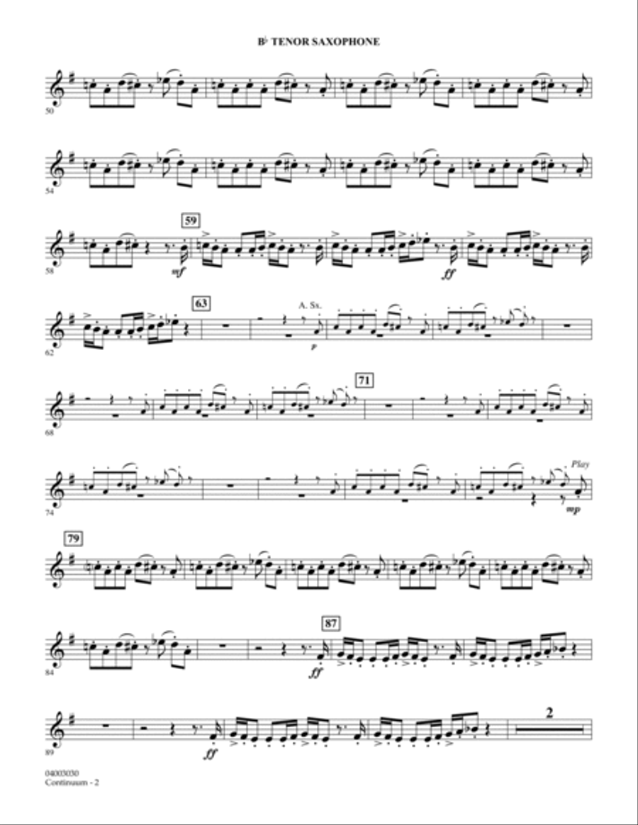 Continuum - Bb Tenor Saxophone Concert Band scores gallery preview page 2
