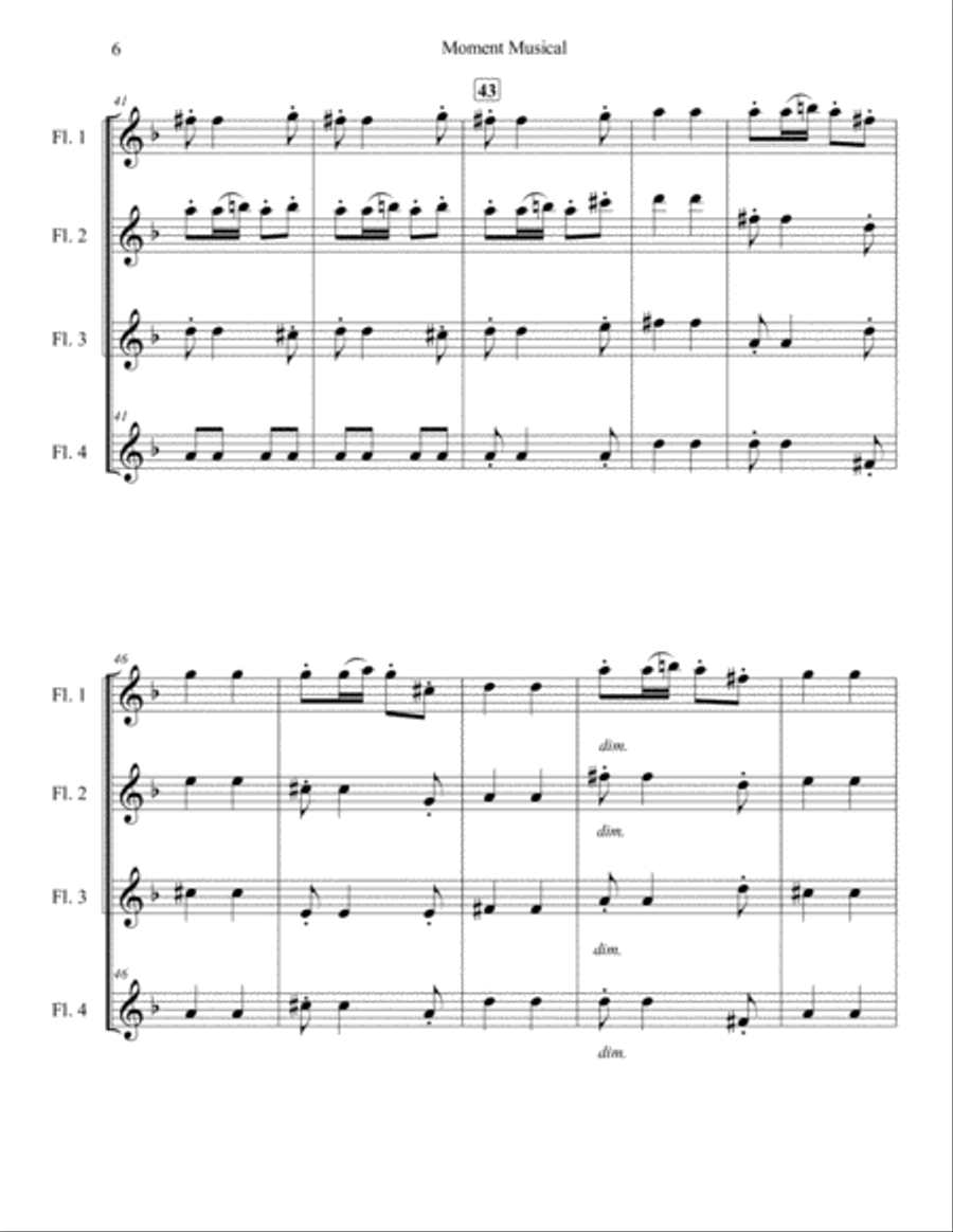 Moment Musical for Flute Quartet Flute Quartet scores gallery preview page 6